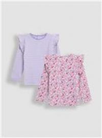 JOJO MAMAN BÉBÉ 2 Pack Ditsy And Stripe Tops 2-3 Years