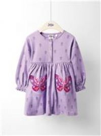 JOJO MAMAN BÉBÉ Butterfly Applique Pockets Frill Sleeve Dress 6-12 months