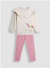 JOJO MAMAN BÉBÉ Unicorn Applique Frill Sweatshirt And Legging Set 6-7 Years