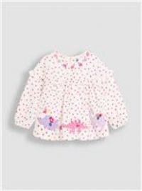 JOJO MAMAN BÉBÉ Dino Applique Floral Frill Tunic 12-18 months