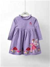 JOJO MAMAN BÉBÉ Toadstool Applique Frill Neck Dress 5-6 Years