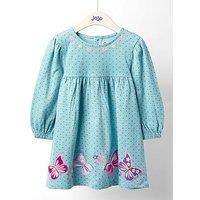Jojo Maman Bebe Toddler Girls Butterfly Applique Balloon Sleeve Dress - Green