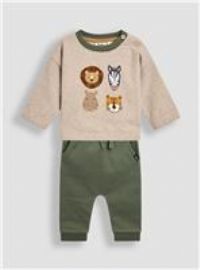 JOJO MAMAN BÉBÉ 2 Piece Safari Applique Sweatshirt And Joggers Set 2-3 Years