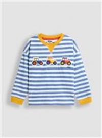 JOJO MAMAN BÉBÉ Striped Tractor Applique Top 5-6 Years