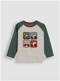 JOJO MAMAN BÉBÉ Tractor Patch Applique Top 6-7 Years