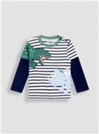 JOJO MAMAN BÉBÉ Dino Two Fer Applique Top 12-18 months