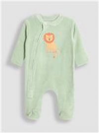 Jojo Maman Bebe Baby Unisex Lion Velour Applique All-In-One - Green