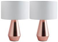 Habitat Maya Pair of Touch Table Lamps  Copper & Cream