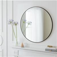 Habitat Patsy Large Round Metal Mirror  Black