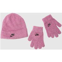 Nike pink kids cozy beanie set