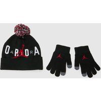 Nike Jordan black kids pom beanie and hat set