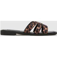 schuh Trisha Flat Mule Sandals in Black & Brown