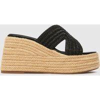 schuh Valeta Raffia Wedge Sandals in Black