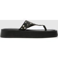 schuh Toryn Leather Stud Toe Post Sandals in Black