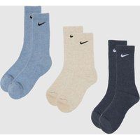 Nike Everyday Plus Socks 3 PK in Blue/Beige/Navy, Size: 45874