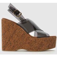 schuh Valentina Clear Wedge Sandals in Brown
