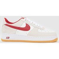 Nike Air Force 1 Trainers in White & Red