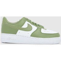 Nike Air Force 1 Trainers in White & Green