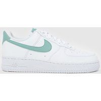 Nike Air Force 1 Trainers in White & Pl Blue