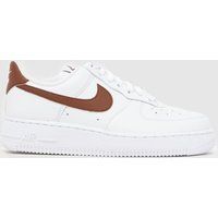 Nike Air Force 1 Trainers in White & Brown