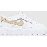 Nike White & Beige Force 1 Low EasyOn Toddler Trainers