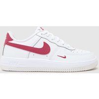 Nike White & Burgundy Force 1 Low Girls Junior Trainers