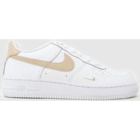 Nike White & Beige Air Force 1 Youth Trainers