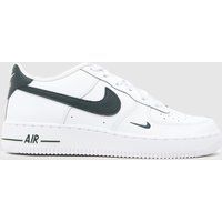 Nike White & Green Air Force 1 Youth Trainers