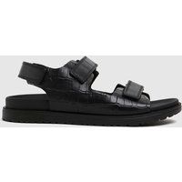 schuh the edit precious croc leathe sandals in black