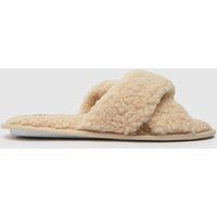 Schuh Henley Borg Cross Strap Slippers In Natural