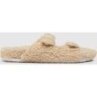 schuh haven borg buckle slippers in beige