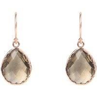 Latelita Petite Drop Earrings 18ct Rosegold Plated Sterling Silver Drop Natural Gemstone Pear Smokey Quartz Brown Pink October