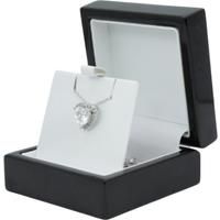 Heart Cut Created Diamond Necklace - White Gold