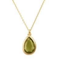Pisa Mini Teardrop Necklace Gold Peridot