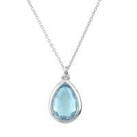 Pisa Mini Teardrop Necklace Silver Blue Topaz