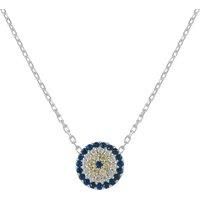LATELITA Evil Eye Pendant Necklace in Silver with Blue and White Zircons - Size: 40-45cm