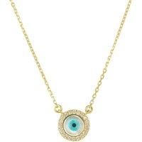 Evil Eye Mother Of Pearl Necklace Cz Gold