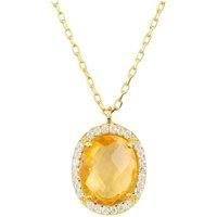 Beatrice Oval Gemstone Pendant Necklace Gold Citrine Hydro