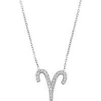 Zodiac Star Sign Pendant Necklace Silver Aries