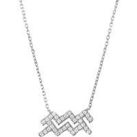 Zodiac Star Sign Pendant Necklace Silver Aquarius