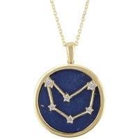 Zodiac Lapis Lazuli Gemstone Star Constellation Pendant Necklace Gold Capricorn