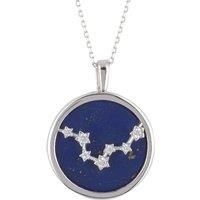 Zodiac Lapis Lazuli Gemstone Star Constellation Pendant Necklace Silver Pisces