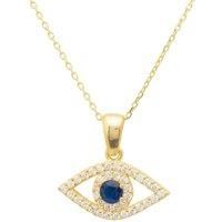 Evil Eye Elliptical Necklace Blue Gold