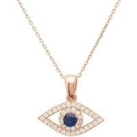 Evil Eye Elliptical Necklace Blue Rosegold