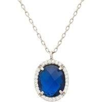 925 Sterling Silver Beatrice Oval Gemstone Pendant Necklace Sapphire Bue Hydro