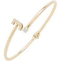 LATELITA Initial Letter Cuffs & Bangles 18ct Gold Plated Sterling Silver Lab Created Round Cubic Zirconia Gold White Initials & Alphabet