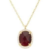 Yellow Gold Plated Beatrice Oval Gold Garnet Genuine Gemstone Pendant Necklace