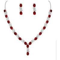 Classy Love & Kisses Ruby Necklace Set - White Gold