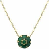 Star Of David Green Enamel Necklace Gold