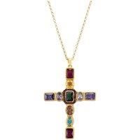 Santa Maria Extra Large Gemstone Cross Pendant Gold